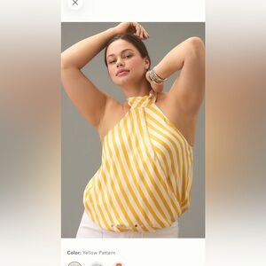 Yellow Striped Halter Top from Anthropologie NWT size XL